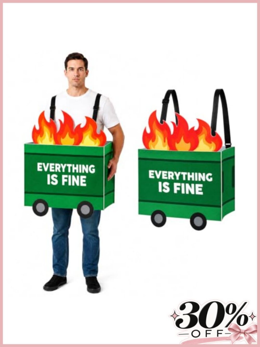 Adult Felt Dumpster Fire Costume Vest with Shoulder Strap for Halloween Cosplay